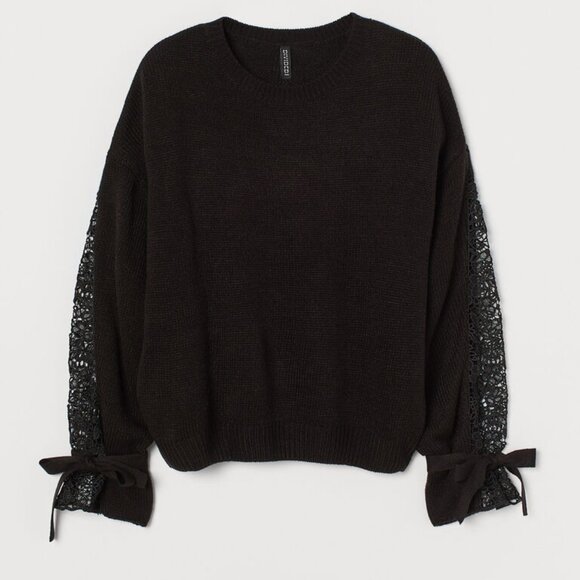 H&M Lace Detail Sweater in Black - Picture 1 of 4